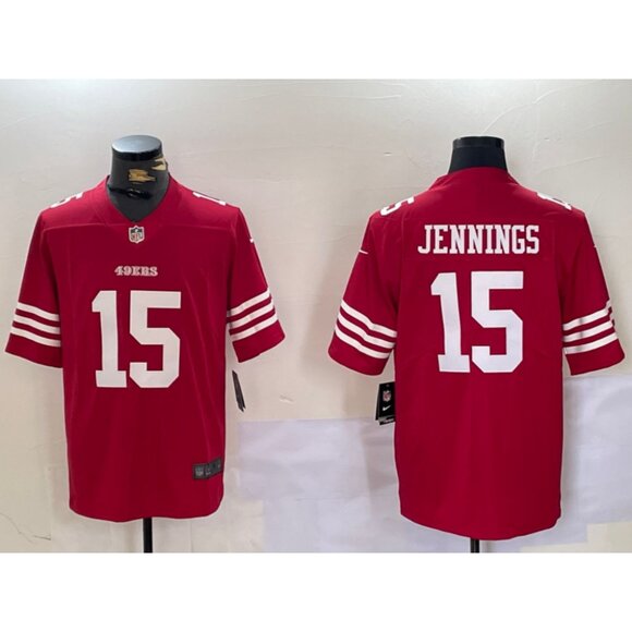 Mens Youths Kids Womens 15 Jauan Jennings Red Scarlet Stitched Jersey